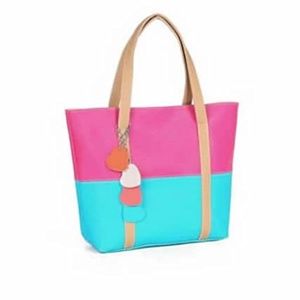 Blue Pink Mixed Color Tote Hobo Shoulder Bag